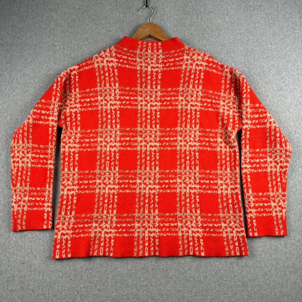 Cyrus Sweater Womens Medium C522025FM Salmon Plaid Mock Neck Knit Top